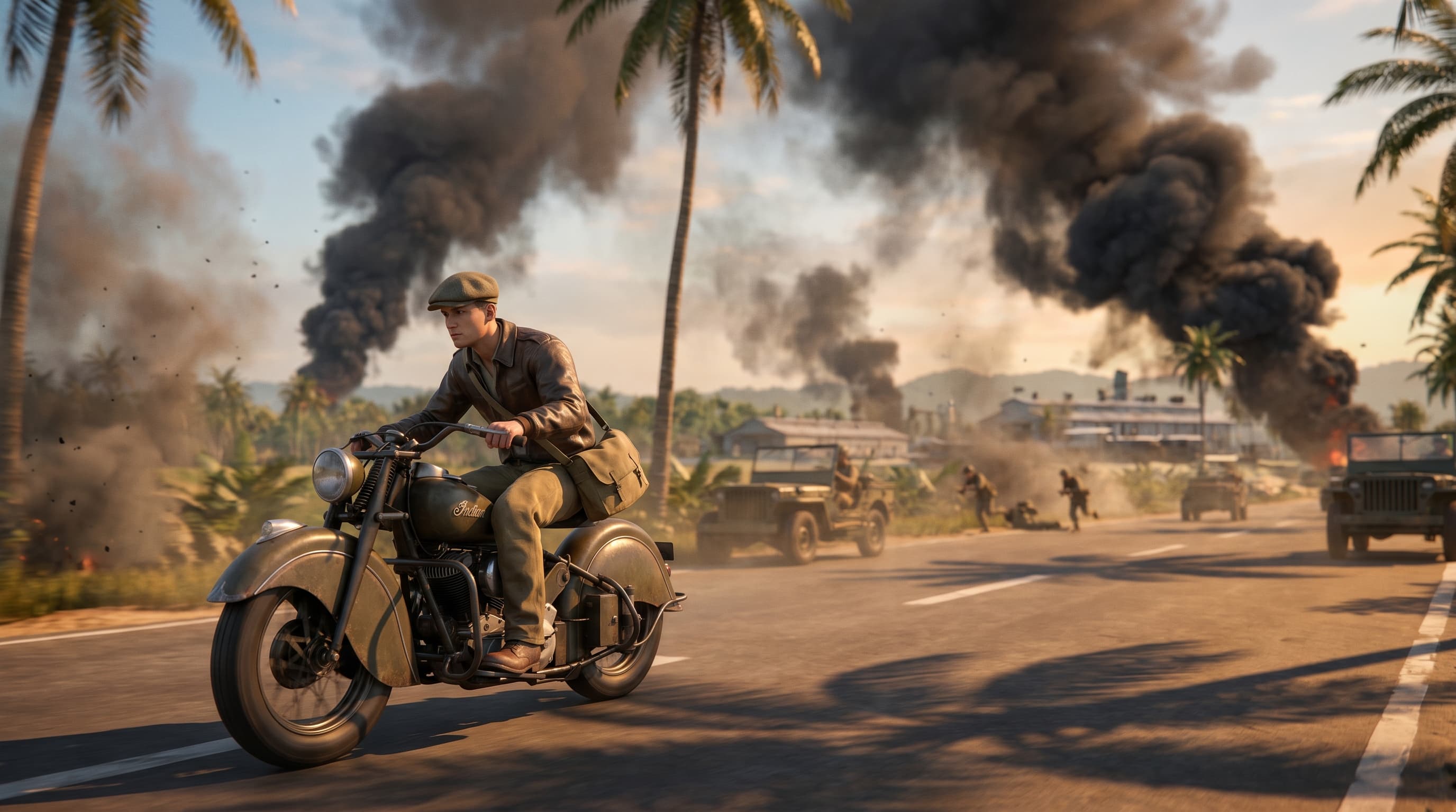 Tadao Fuchikami RCA messenger racing on his motorcycle to deliver the delayed Pearl Harbor warning